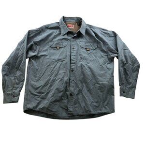 Wrangler Mens Work Shirt Size XL Long Sleeve Button Up Outdoors Casual Blue